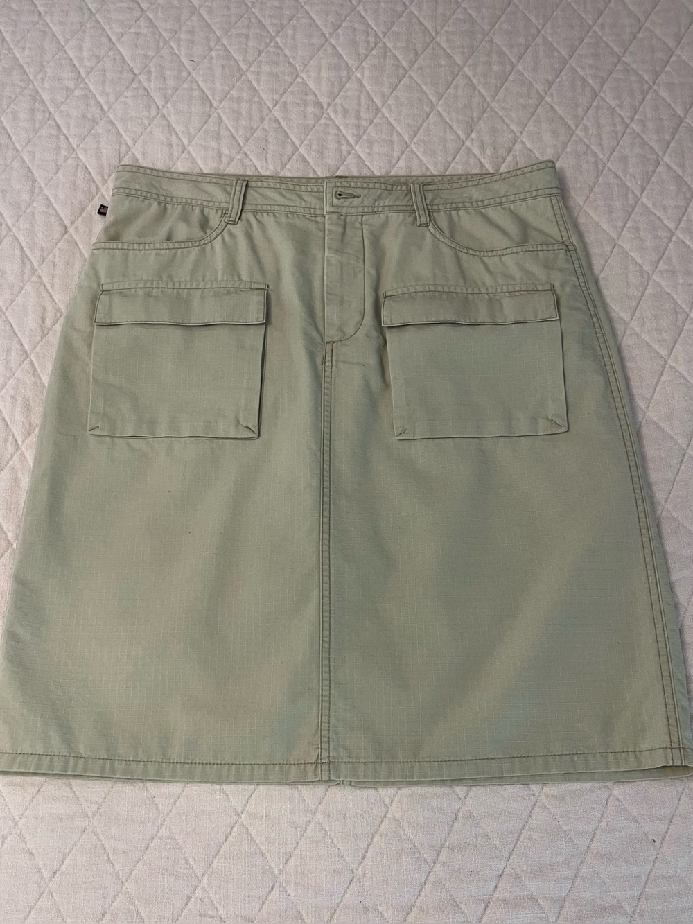 Vintage 90’s Ralph Lauren Polo Jean Co Green Sage Safari Knee lgth Skirt SZ 14
